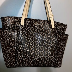 Guess hand bag, brown and tan